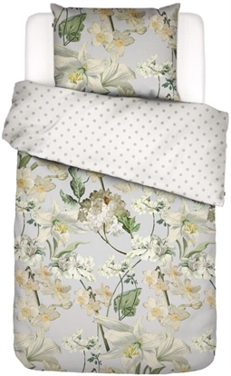 Essenza sengetøj - 140x220 cm - Rosalee grey - Vendbar sengesæt - 100% bomuldssatin - Blomstret sengetøj 