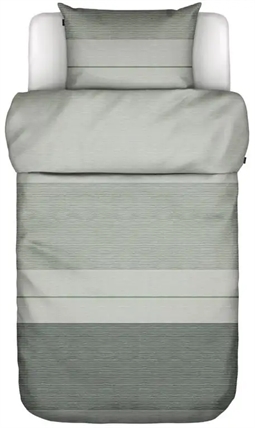 Stribet sengetøj 140x200 cm - Idya green - Sengesæt 2 i 1 design - 100% Bomuldssatin sengetøj - Marc O'Polo