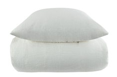 Bæk og bølge sengetøj 140x220 cm - Hvidt sengesæt - 100% Bomuld - By Night sengelinned i krepp