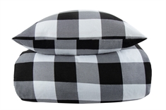 Sengetøj 200x220 cm - Check black flonel sengetøj - Ternet sengesæt - 100% bomuldsflonel - By Night