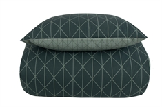 Sengetøj 140x200 cm - Harlequin grøn - Vendbart sengesæt - Sengelinned i 100% Bomuld - Borg Living