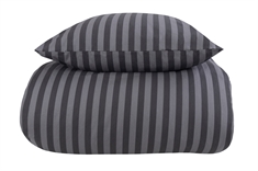 Stribet sengetøj - 140x200 cm - Stripes grey - Gråt sengetøj - 100% Bomuld - Borg Living sengesæt