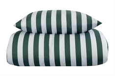 Stribet sengetøj - 140x220 cm - Blødt bomuldssatin - Nordic Stripe - Grønt og hvidt sengesæt