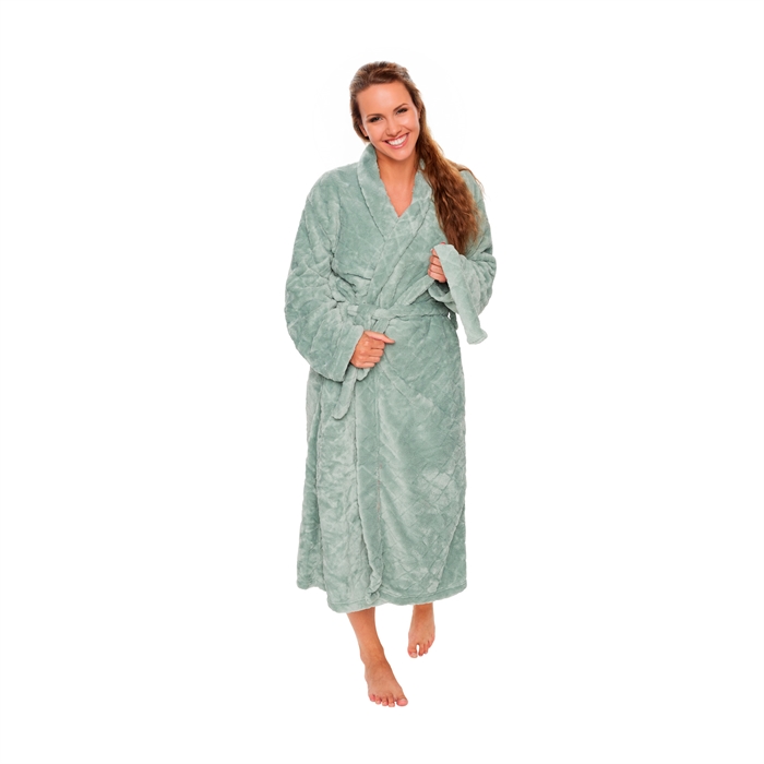 Morgenkåbe - Str. S/M - Mint farvet - Coral fleece blød badekåbe - Borg Living billede