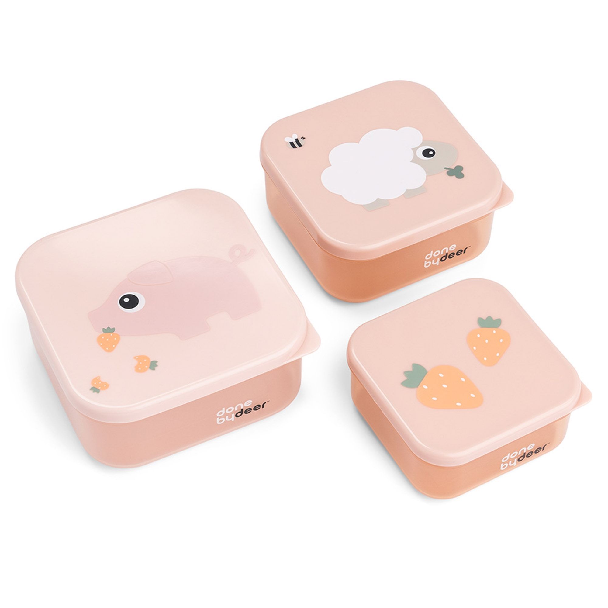 Done By Deer snack boks sæt 3 stk. - Tiny Farm - Pudder billede