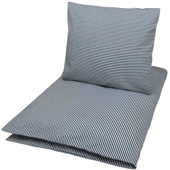 Billede af Baby sengetøj 70x100 cm - Stripe blue - 100% økologisk bomulds sengetøj - Müsli