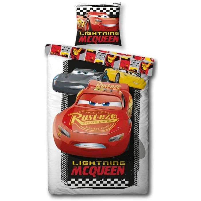 Sengetøj 140x200 cm - Cars - 2 i 1 design - med defekt emballage - 100% bomuld billede