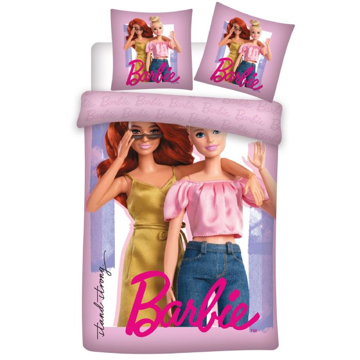 Barbie sengetøj 140x200 cm - Vendbart sengesæt med Barbie - 100% bomulds sengelinned