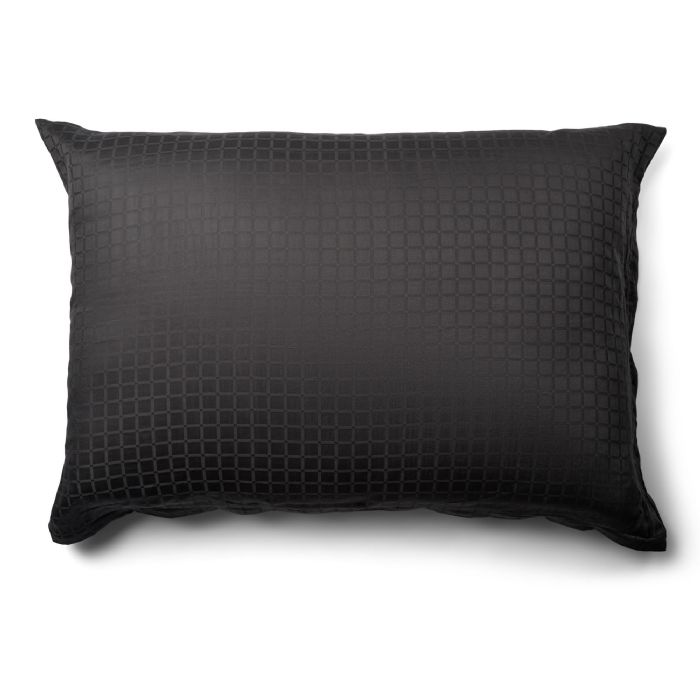 Luksus pudebetræk - 70x100 cm - 100% Bomuldssatin - Daisy mørkegrå - By Night jacquard vævet stort pude betræk