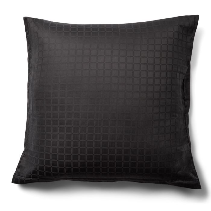 Luksus pudebetræk - 60x63 cm - 100% Bomuldssatin - Daisy mørkegrå - By Night jacquard vævet