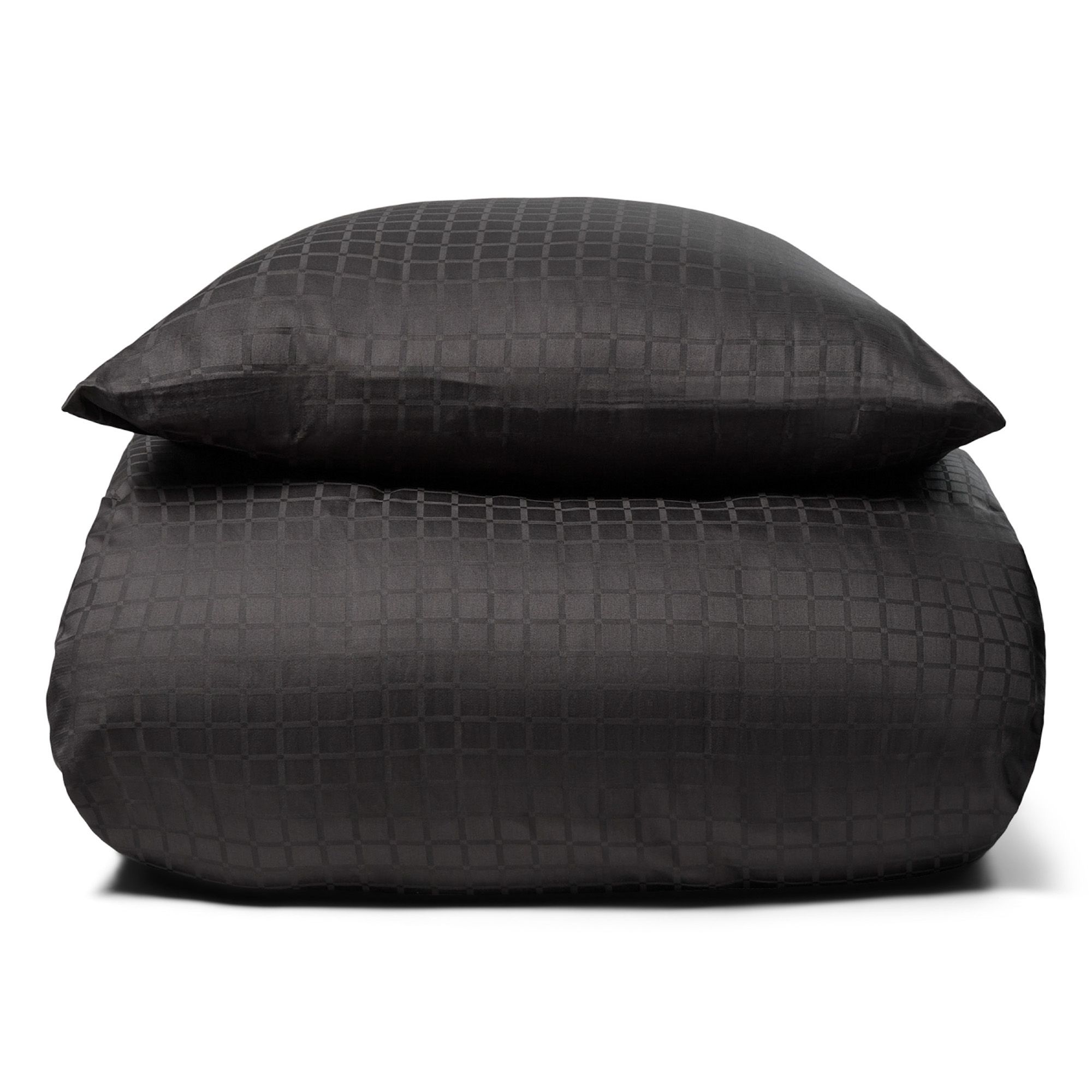 Luksus sengetøj - 100% Bomuldssatin sengelinned - Daisy mørkegrå - By Night jacquard vævet sengesæt