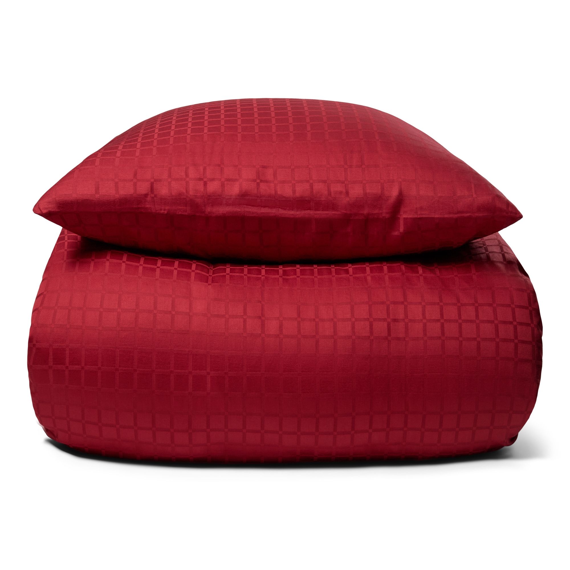 Luksus sengetøj - 100% Bomuldssatin sengelinned - Daisy rød - By Night jacquard vævet sengesæt