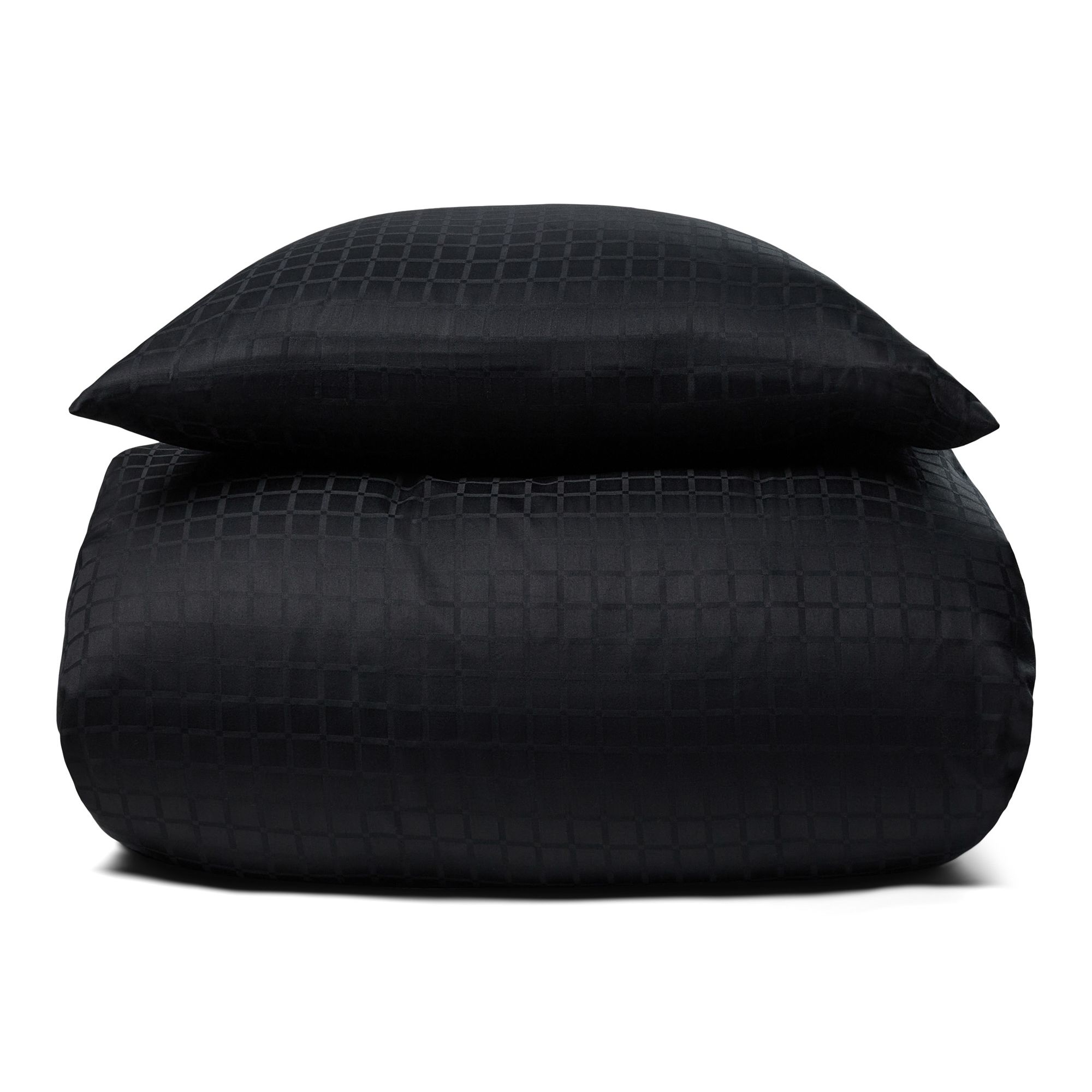 Luksus sengetøj - 100% Bomuldssatin sengelinned - Daisy sort - By Night jacquard vævet sengesæt