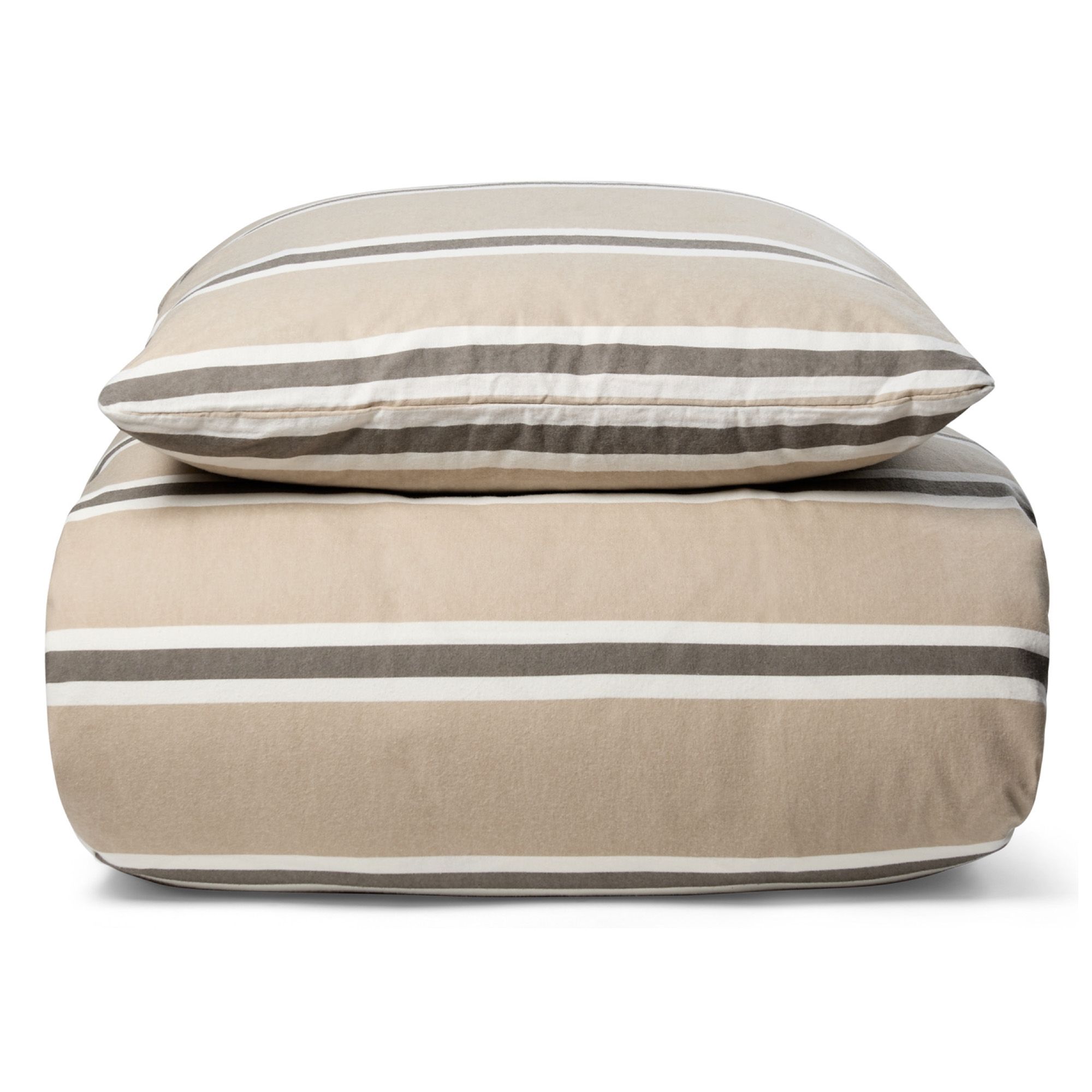 Flonel sengetøj - Stripe beige - 100% bomulds flonel - Nordstrand Home sengesæt
