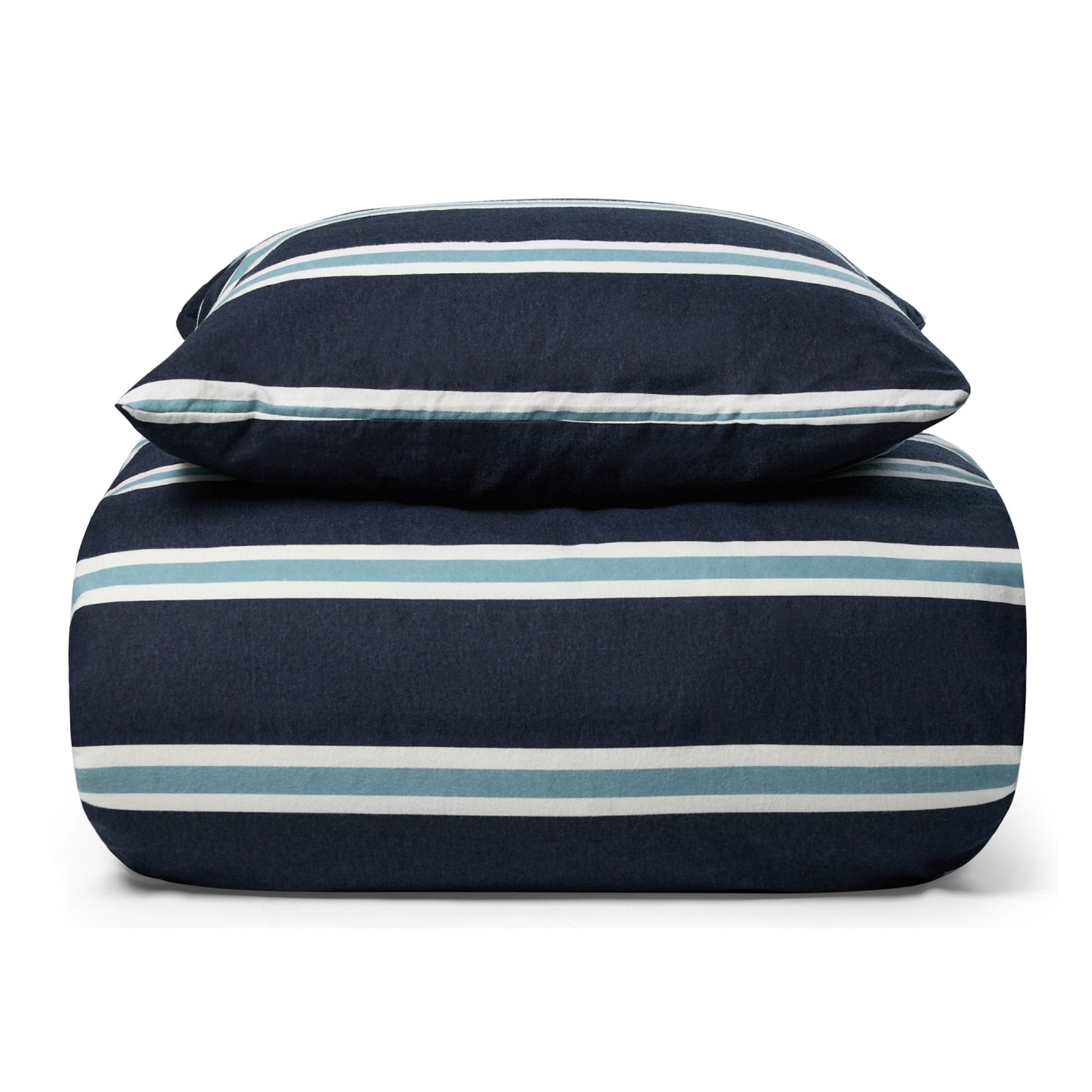 Flonel sengetøj - 140x200 cm - Stribet sengetøj - 100% bomulds flonel - Nordstrand Home sengesæt billede