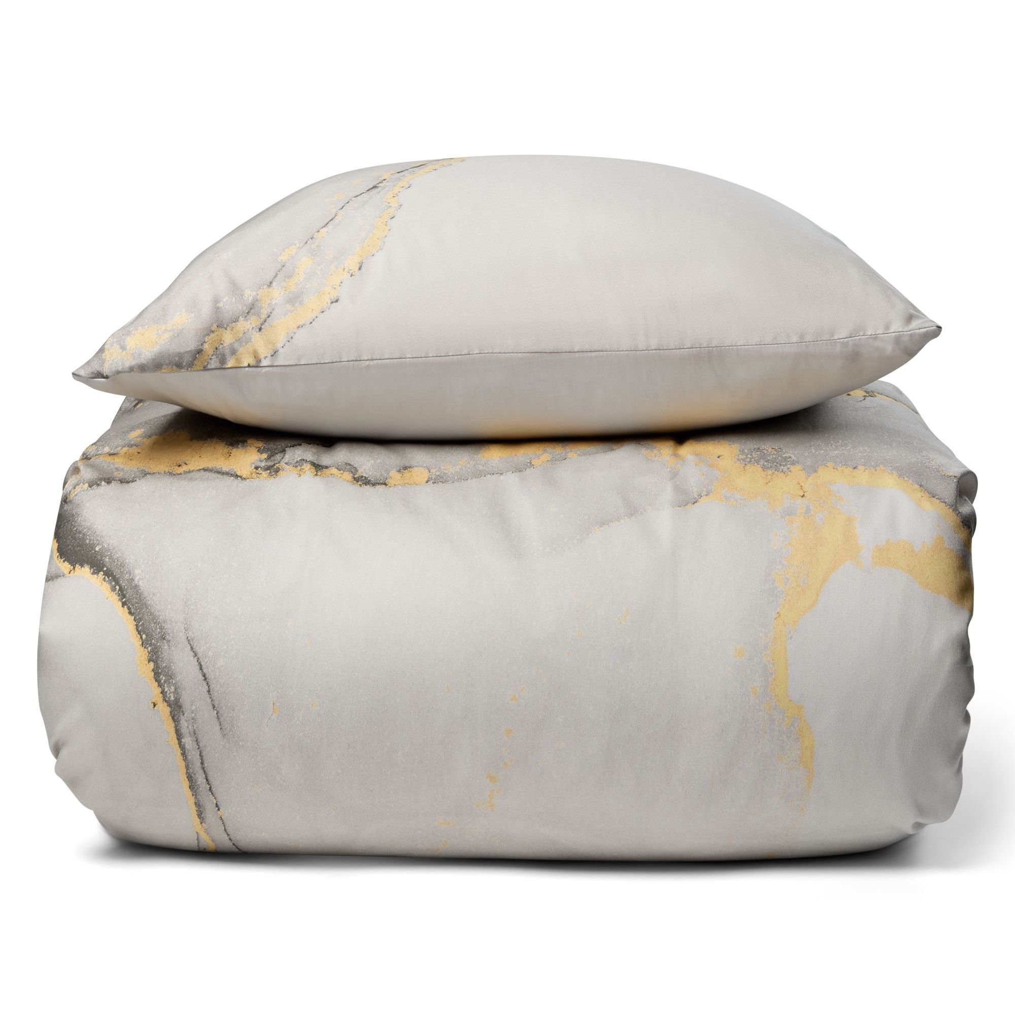 Sengetøj - Digital printet bomuldssatin - Marble grå - Vendbar dynebetræk - 100% Bomuldssatin - Excellent By Borg sengesæt