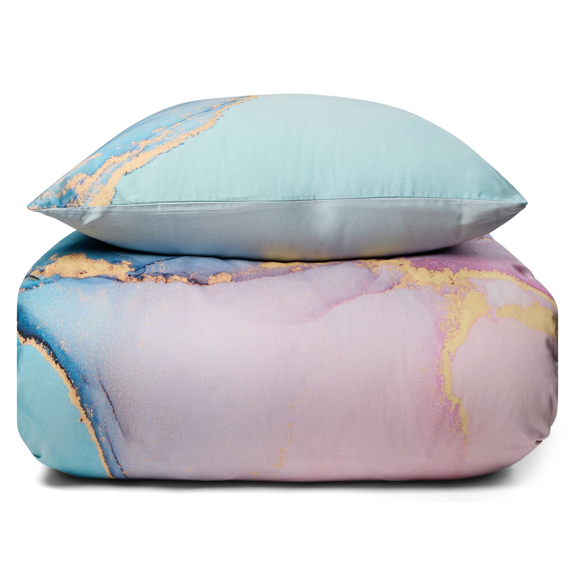 Sengetøj - Digital printet bomuldssatin - Marble multi - Vendbar dynebetræk - 100% Bomuldssatin - Excellent By Borg sengesæt