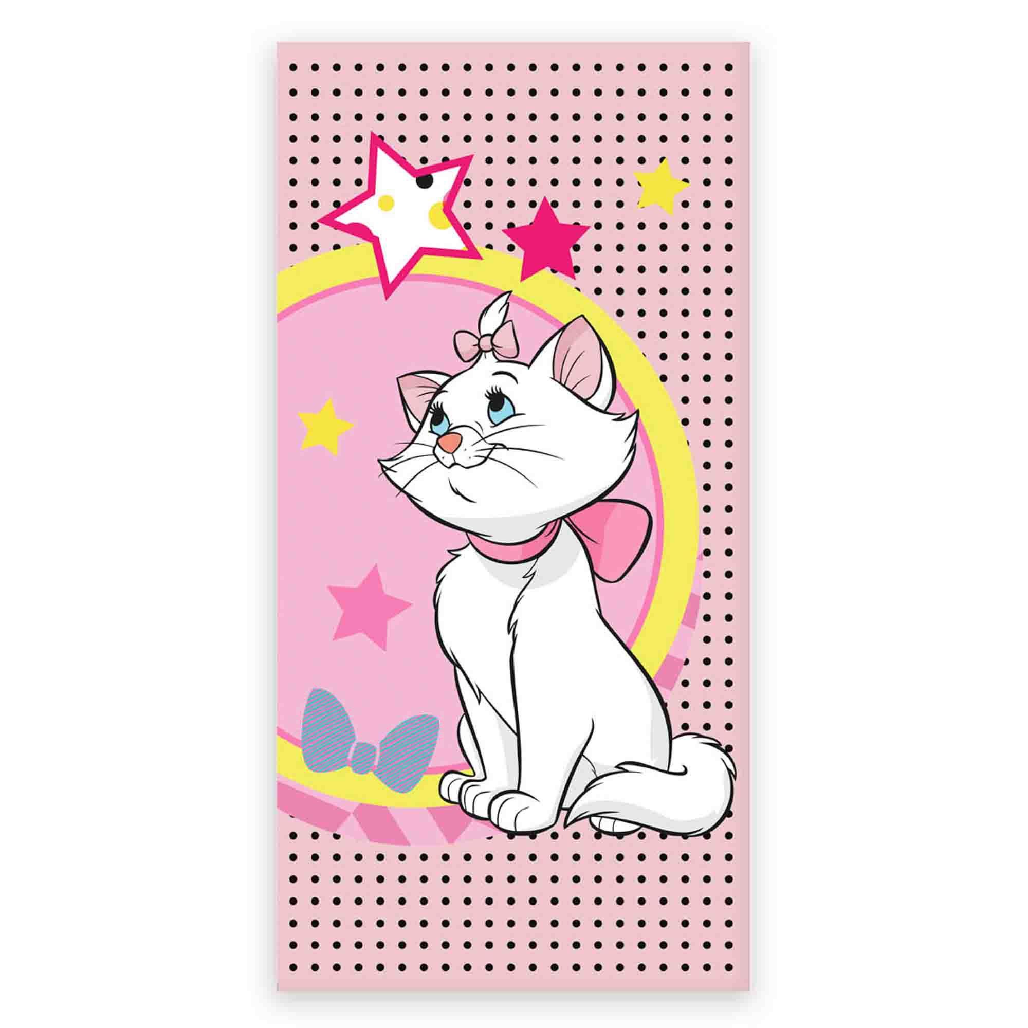 Lyserødt Aristocats håndklæde - 70x140 cm - 100% bomuld - Blødt badehåndklæde med Marie billede