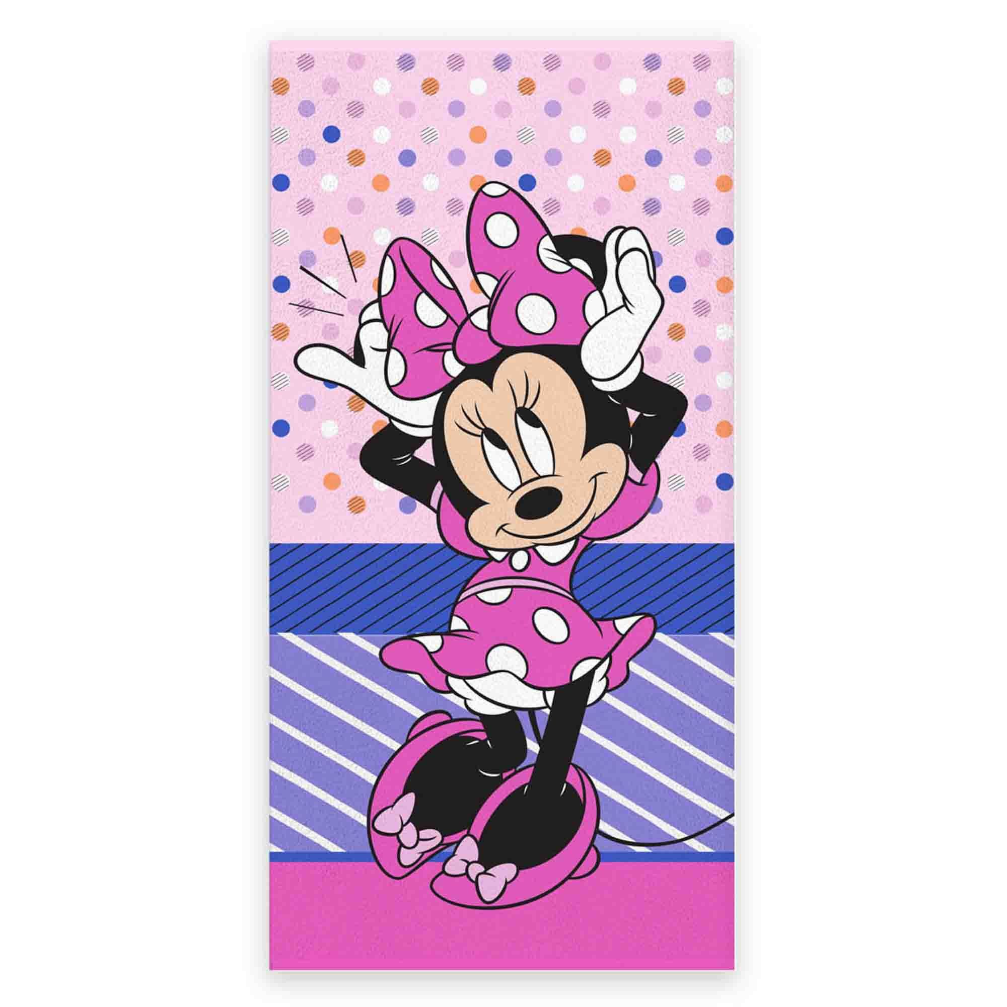 Minnie Mouse håndklæde - 70x140 cm - 100% bomuld - Blødt badehåndklæde med Minnie Mouse billede