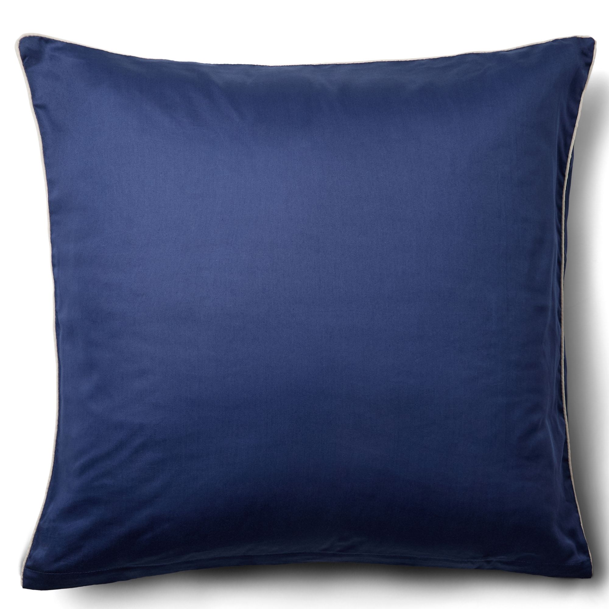 Pudebetræk 60x63 cm - 100% bomuldssatin - Olga blåt hovedpudebetræk med pipingkant - Ekstra blødt pudebetræk fra By Borg billede