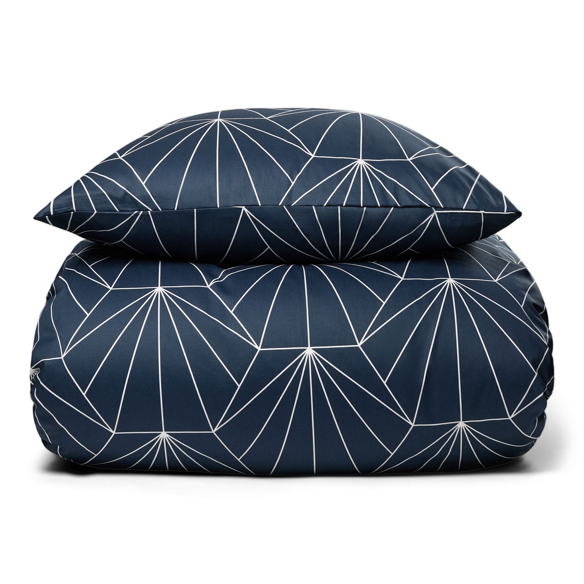 Bomuldssatin sengetøj - Hexagon blåt - Vendbart sengesæt - By Night sengelinned