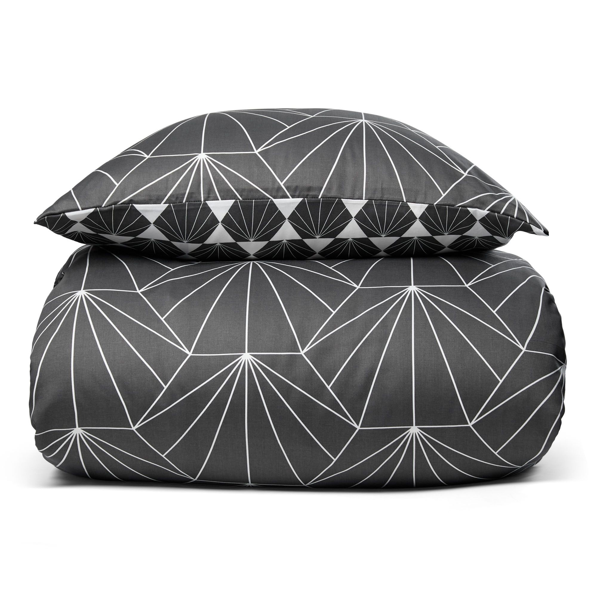 Mønstret sengetøj - Hexagon grå - Vendbart sengesæt - 100% bomuldssatin - By Night sengelinned