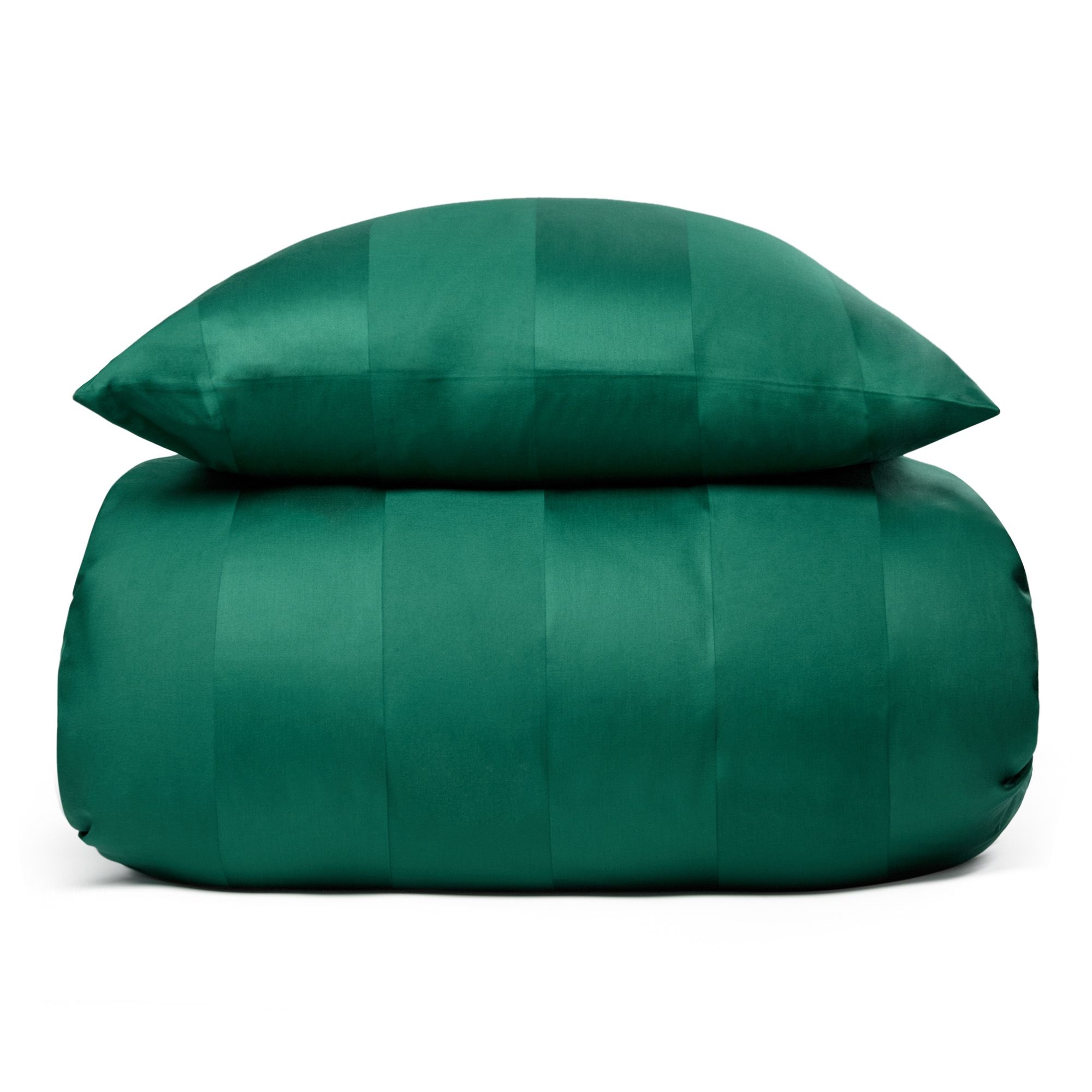 Sengetøj - 100% bomuldssatin - Lone grøn - Stribet, jacquardvævet sengetøj - Ekstra blødt sengesæt fra By Borg