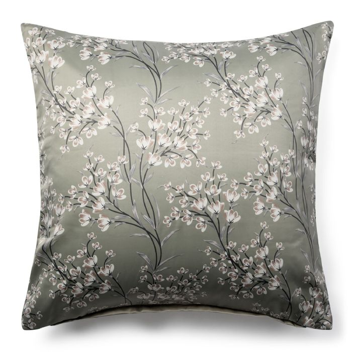 Blomstret pudebetræk 60x63 cm - Grønt hovedpudebetræk i vendbart design - Satin pudebetræk - IN Style