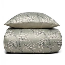 Blomstret sengetøj - Grønt sengesæt i vendbart design - Satin sengetøj - IN Style sengelinned