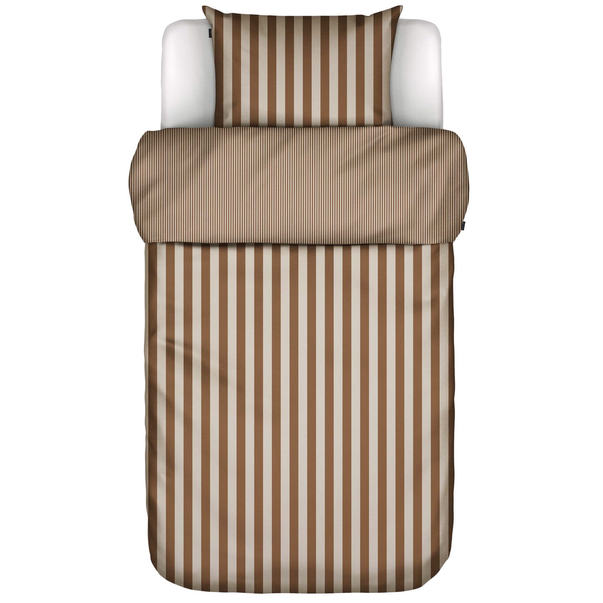 Marc O'Polo sengetøj - 100% Enzymvasket bomulds sengesæt - Classic Stripe Toffee Brown sengelinned