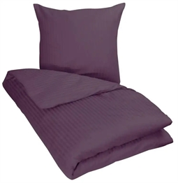 Dobbeltdyne sengetøj 200x200 cm - Jacquardvævet stribet sengetøj - Mørke lilla sengesæt - 100% bomuldssatin - Borg Living