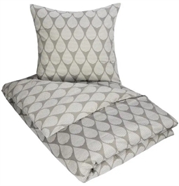 Dobbelt sengetøj 200x220 cm - Dråber - grå og hvid - 100% Bomuldssatin 