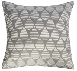 Pudebetræk 50x70 cm - Dråber - grå og hvid - 100% Bomuldssatin 