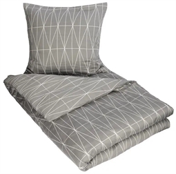 Dobbelt sengetøj 200x200 cm - Graphic harlekin - Grå - 100% Bomuldssatin 