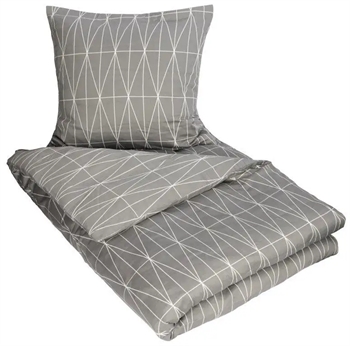 Billede af Sengetøj dobbeltdyne 200x220 cm - Graphic harlekin - Gråt sengetøj - 100% Bomuldssatin