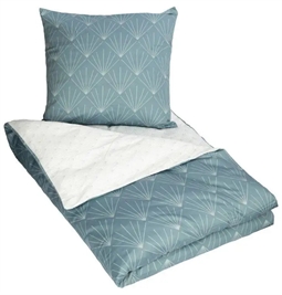 Mønstret sengetøj - 140x200 cm - Waves blue - Dynebetræk med 2 i 1 design - 100% Bomulds sengesæt
