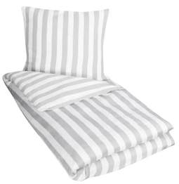 Sengetøj dobbeltdyne 200x200 cm - Nordic Stripe Grey - Gråt og Hvidt sengetøj - 100% Bomuldssatin - By Night