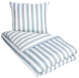 Dobbelt sengetøj 200x220 cm - Nordic Stripe Støvet blå - Blå og Hvid - 100% Bomuldssatin 