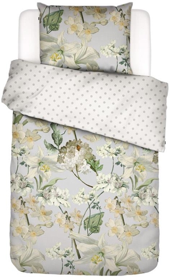 Billede af Essenza sengetøj - 140x220 cm - Rosalee grey - Vendbar sengesæt - 100% bomuldssatin - Blomstret sengetøj hos Shopdyner.dk