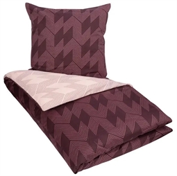 Dobbelt sengetøj 200x200 cm - Sharp Lines - Bordeaux - 2 i 1 design - 100% Bomuldssatin 