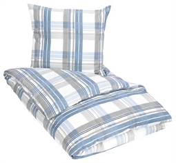 Flonel sengetøj - 140x200 cm - Check blue - Ternet sengetøj - 100% bomulds sengesæt - Excellent By Borg