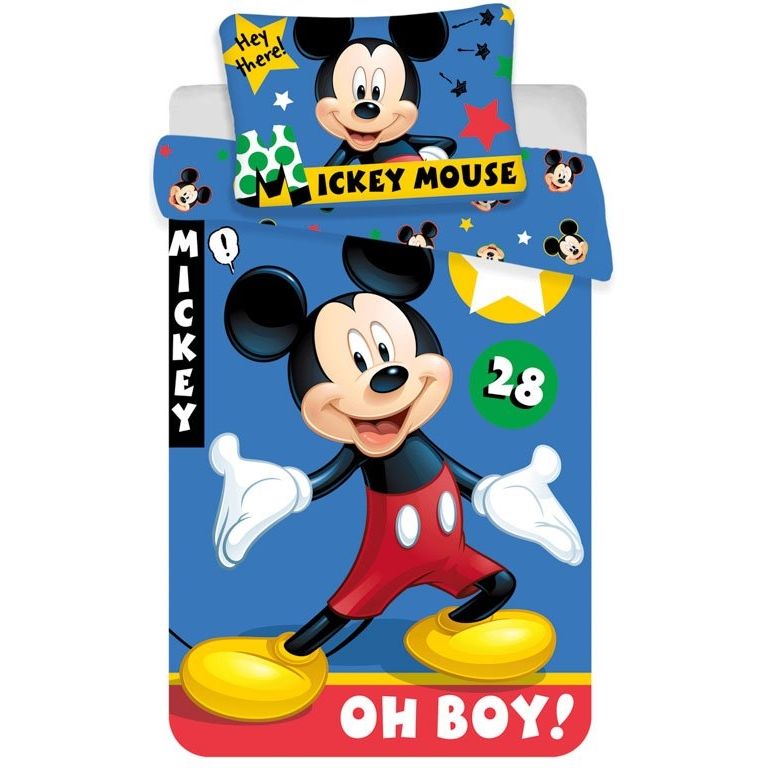Junior sengetøj 100x140 cm - Mickey Mouse sengesæt til junior - 2 i 1 design - 100% bomuld billede