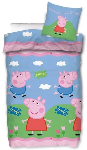 Billede af Gurli gris junior sengetøj 100x140 cm - Gurli og gustav gris - 100% bomuld