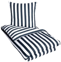 Dobbelt sengetøj 200x200 cm - Blå og hvid stribet sengesæt - 100% Bomuldssatin sengetøj - Nordic Stripe