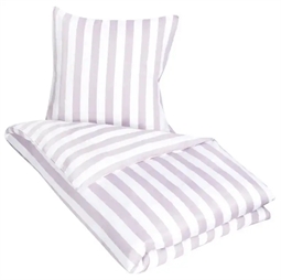 Dobbelt sengetøj 200x220 cm - Nordic Stripe Lavendel - Lavendel og Hvid - 100% Bomuldssatin 