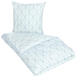 Dobbelt sengetøj 200x220 cm - Graphic Blue - Lys blå -  100% Bomuld 