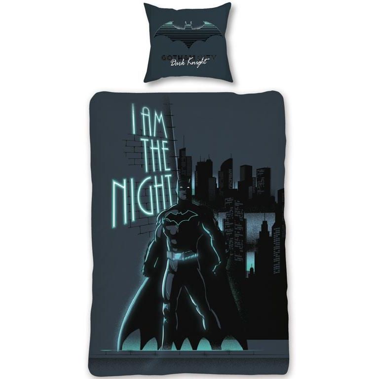 Batman sengetøj - 140x200 cm - Selvlysende sengetøj - Vendbart design - Dynebetræk i 100% bomuld billede