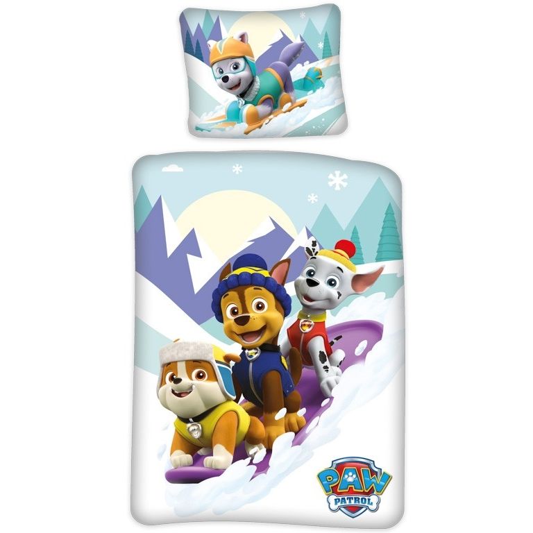 Paw Patrol junior sengetøj 100x140 cm - Paw Patrol sengesæt - Snow - 2 i 1 - 100% bomuld billede