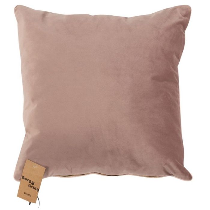 Pyntepude - 45x45 cm - Ensfarvet lys rosa  - Velour  - Borg Living