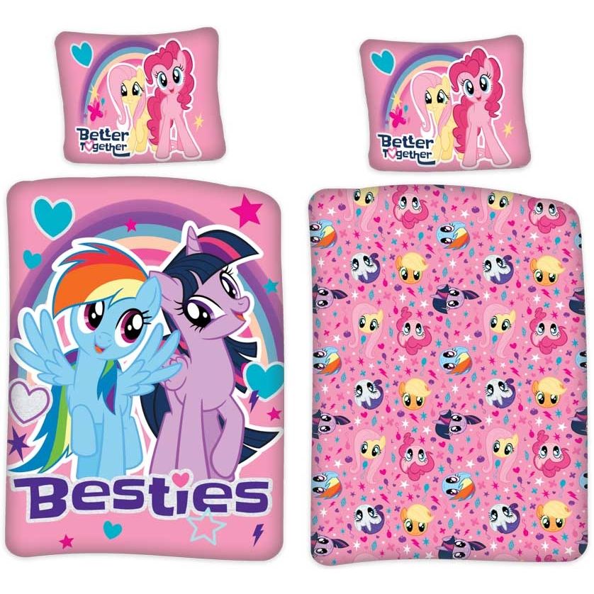 Junior sengetøj 100x140 cm - My Little Pony Besties - 2 i 1 design - 100% bomuld billede
